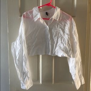 cropped H&M button down top
